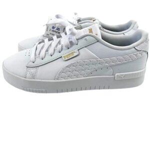 PUMA Womens 10 Jada Dboss Lace Up Court Sneakers Shoes Casual White